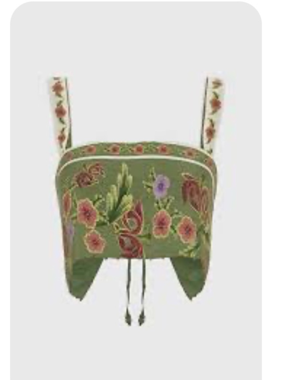 Agua Bendita Olive Green Floral Embroidered Crop Top- IN SEARCH OF!